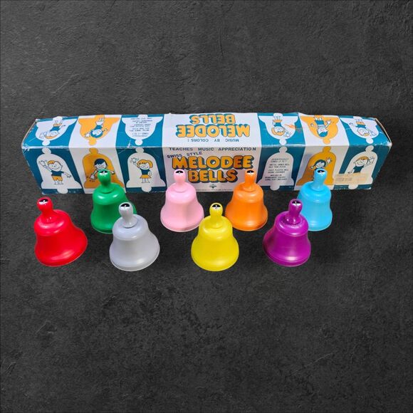 NEW in Box Vintage 8 Colors SWISS Style MELODEE BELLS Teach Music Instruments - Picture 1 of 8